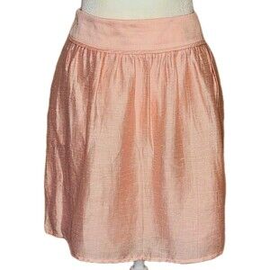 Ann Taylor Loft Linen Blend Skirt Women's 6 A-Line Mini Peachy Pink Lined Pocket